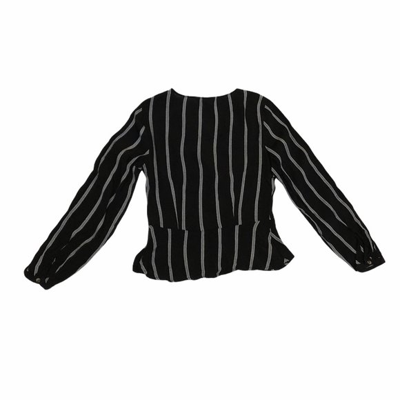 H&M Black Gray Stripes Peplum Shirt Size 4 or S - Picture 4 of 6
